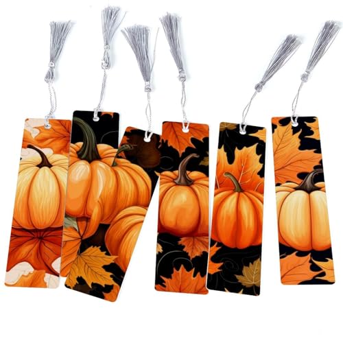 Marque-pages feuilles d'érable et citrouille : lot de 6 pièces pour lecture