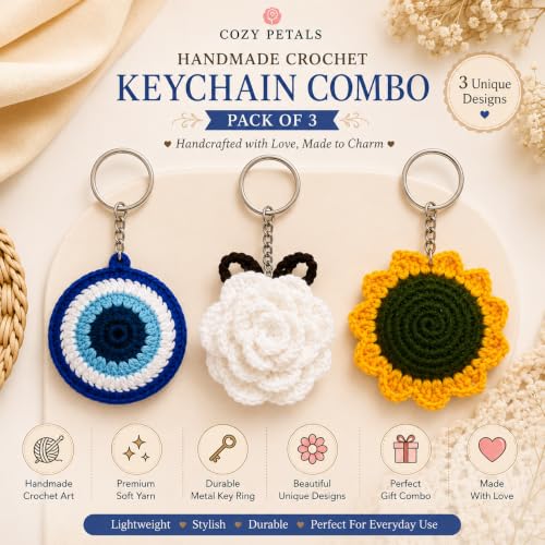 Image of Handmade Crochet Keychain Flower Design