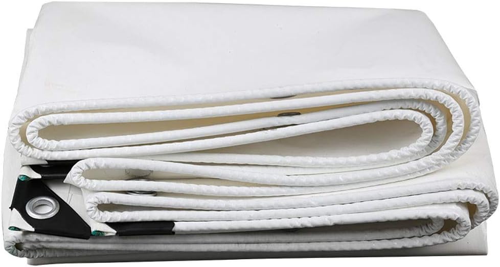 Tarp Double-Sided White Tarpaulin Outdoor Rainproof Cloth Thickened PVC Tarpaulin Sunscreen Canopy Cloth Thickness 0.45mm Suitable for Garden Carport Warehouse Cover Tarpaulin/Camping Tarp