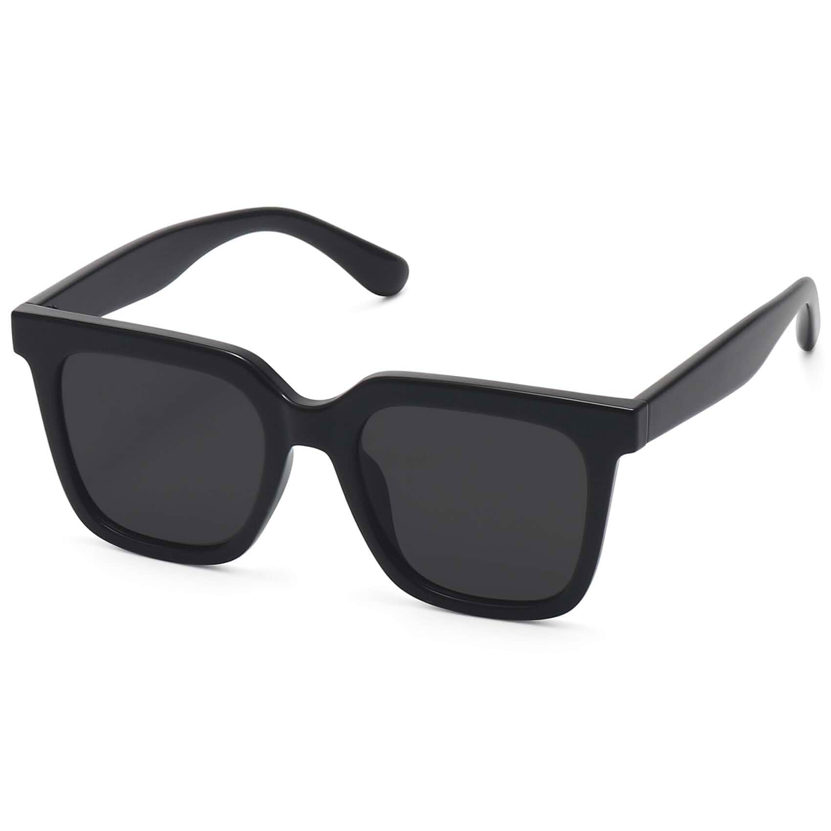Square Sunglasses for Women Men Retro Polarized UV400 Eyewear F9159 Classic Vintage Style Large Frame Shades Fashion Black Lens Glasses for Driving, Travel, Beach and Daily Outdoor Wear