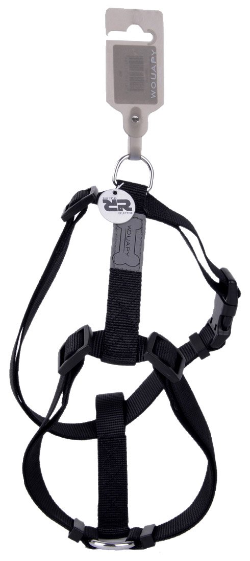 Wouapy Basic Line Harness for Dog 12 mm Width/Thorax of 32/45 cm, Black Harness