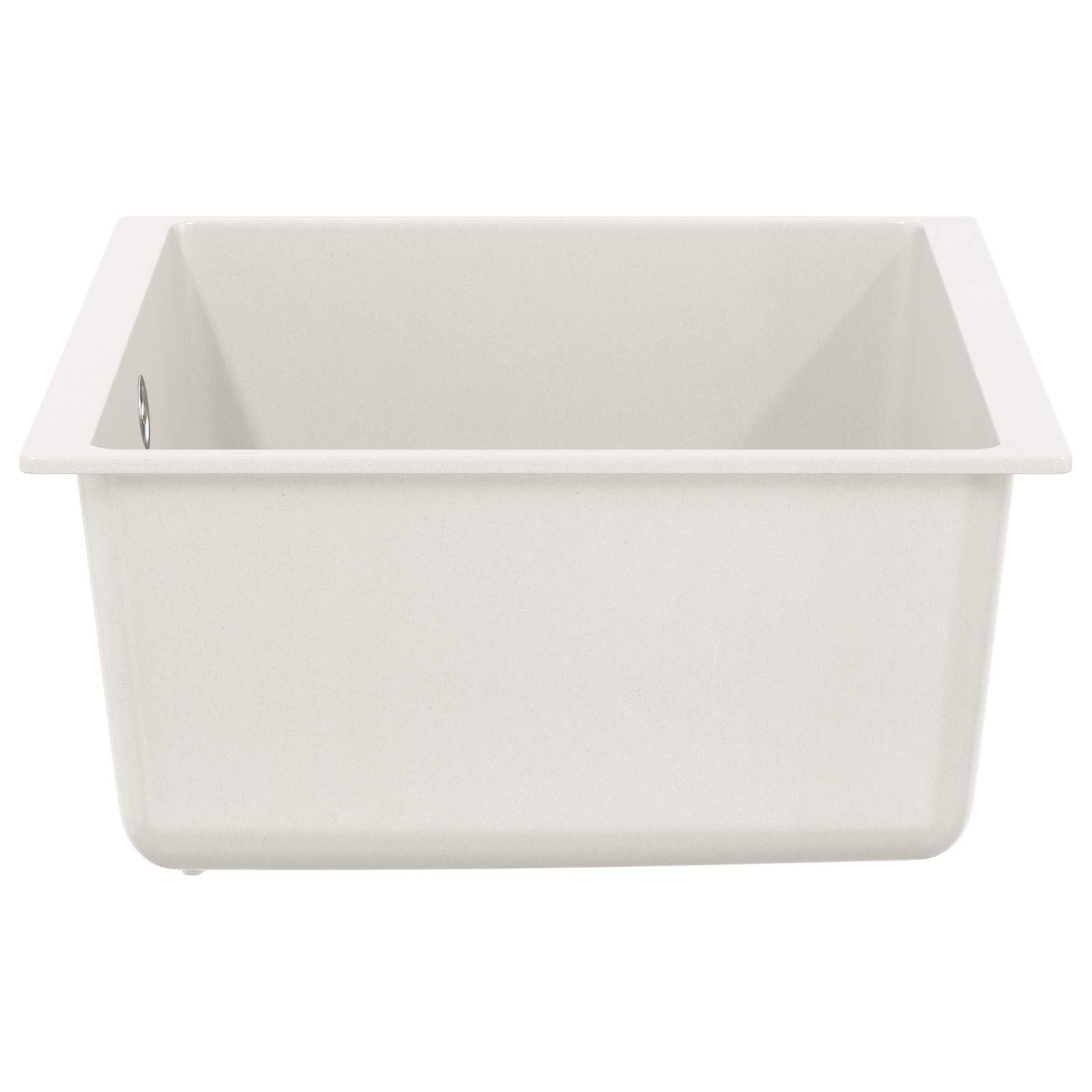 Lavabo blanco de 530 x 460 mm de 80% cuarzo y 20% resina de granito fregadero con juego de accesorios y filtro de desagüe para cocinas modernas, resistente al calor y a los arañazos