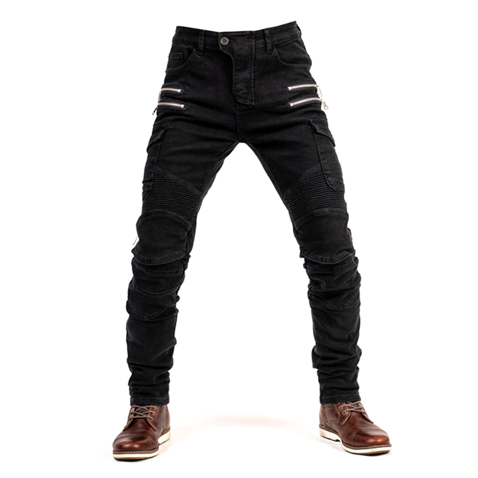 oFzimTo Motorrad-Jeanshose Für Herren, Sturzfeste Jeans Mit Geradem Bein Und 4 Arten Von Schutzausrüstung, Motorradhose Für Motorradrennfahrer