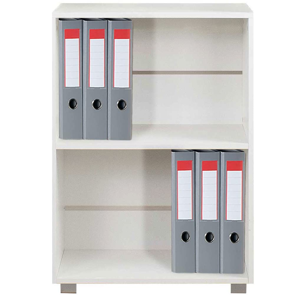 BAKAJI Libreria Scaffale Vela 2 Ripiani Archiviazione documenti e faldoni Mobile Casa Ufficio Libri Biblioteca Armadio con Mensole Interno Scaffalatura da terra Struttura in Legno (Bianco)