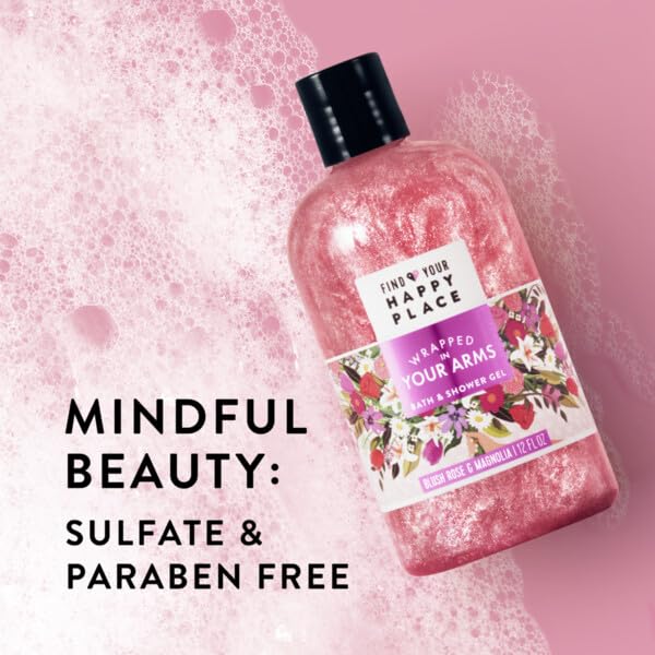 Miniatura 5 de Find Your Happy Place Gel de baño y ducha envuelto en tus brazos, rosa rubor y magnolia, 12 onzas líquidas