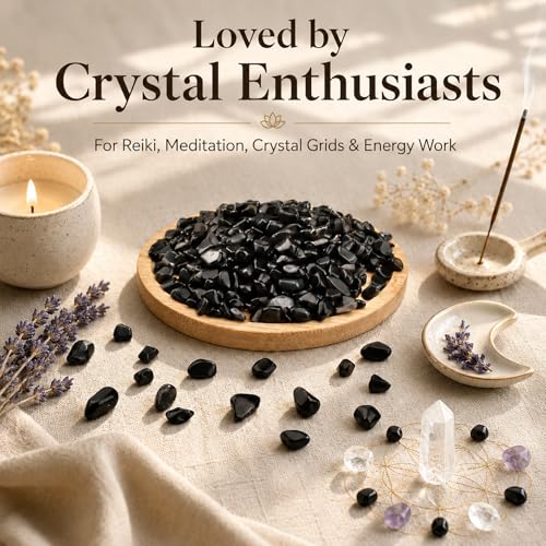 Image of Polished Obsidian Crystal Chips Bulk 200 Pcs - 0.3 inch Small Tumbled Stone Chips Rocks, 10 oz Crushed Sea Glass Vase Filler Stones for Healing, Reiki, Crafting, Home Decor