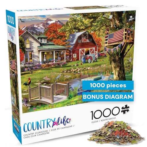 Buffalo Games - Country Life - Country Clubhouse - 1000 Piece Jigsaw Puzzle for Adults Challenging Puzzle Perfect for Game Nights - Finished Size 26.75 x 19.75