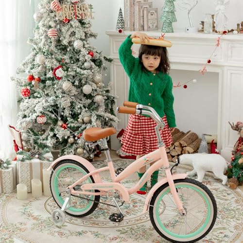 Image of ACEGER Girls Beach Cruiser Bike for Kids 5-13 Years Old, 16 inch 18 inch 20 inch 24 inch Single Speed Kids Bicycle Included Coaster Brake, Front and Rear Reflectors, 24 inch 7 Speeds with Dual Brakes