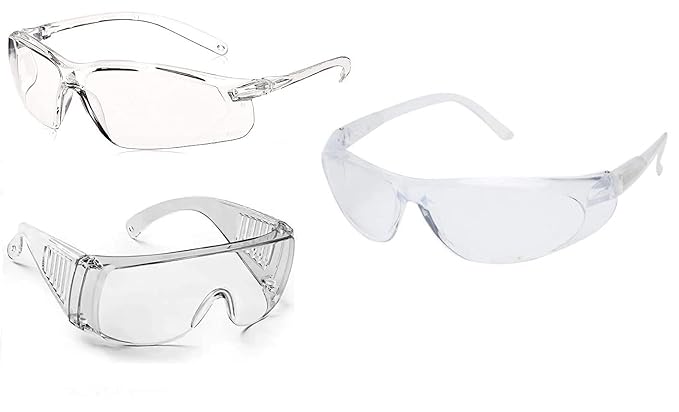Quantum Retail - [QR1+QR4+QR5 - Combo Pack of 1 each] - Protective Eyewear, Anti-Droplets for Construction Laboratory Outdoor Eye Protection/Dust protection Bike Riding Safety Goggle -{Free-Size}