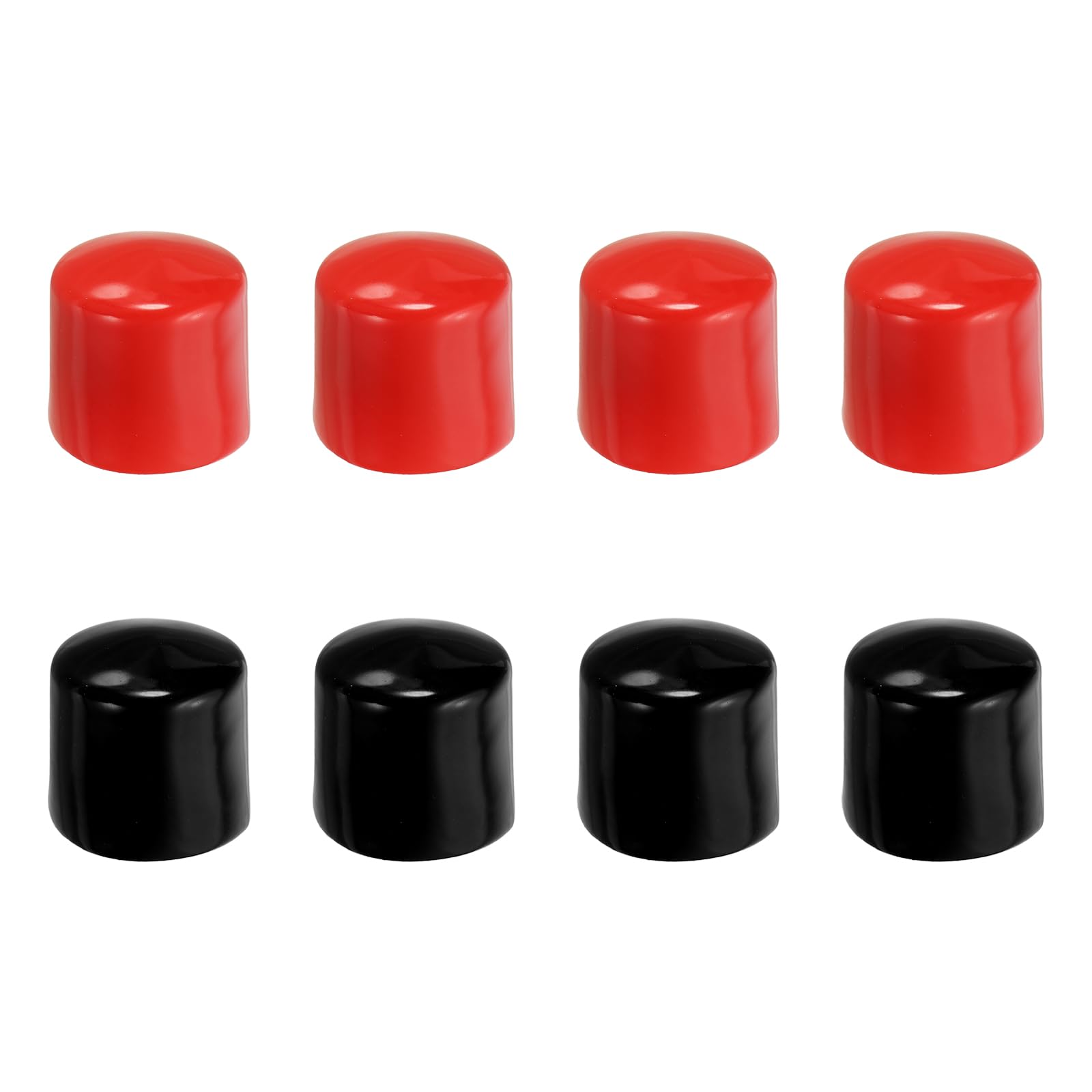 PATIKIL 44 mm Round Rubber End Caps, 8 Pack Vinyl Bolt Cover Caps Flexible Screw Thread Protectors for Metal Tubing Rod Bolts Black-Red