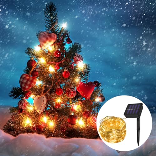 Luces decorativas solares de cuerda 5m 50 LED azul miniatura 7