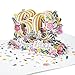 Produktbild LIMAH® Pop-Up 3D Grußkarte/ Hochwertige PopUp 3D Geburtstagskarte zum 60. Geburtstag /Happy Birthday Motiv/in weiß Gold/Groß mit Glitzer