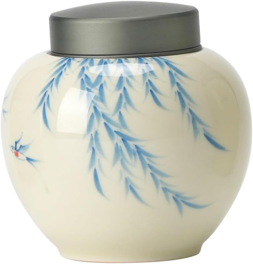 SONGCHAO Sugar Jar Bulk Tea Storage Jar Household Nut Coffee Cereal Sealed Jar Portable Aluminum Alloy Lid Tea Jar Ceramic Storage Jar Tea Canister (Color : A)