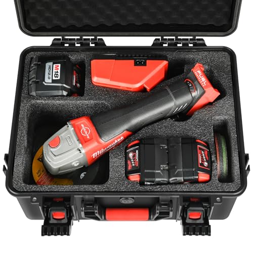 Case for milwaukee M18 Angle Grinder - Tool Bag for M18 FUEL Cordless Angle Grinder,Waterproof & Shockproof Tool Box for milwaukee Angle Grinder/Cutting Wheels/Battery/Charger/Side Handle (Case Only)