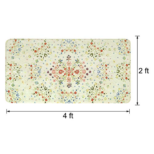 Uphome Floral Bathroom Rug Runner 2' X 4', Non-Slip Washable Small Bath Mats Colorful Vintage Accent Indoor Throw Rugs For Bathroom Shower Kitchen Living Room Laundry Hallway Home Decor #TOP4