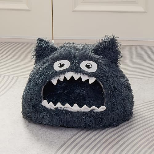 Cama para gatos en forma de casa con cojín lavable para interior 4