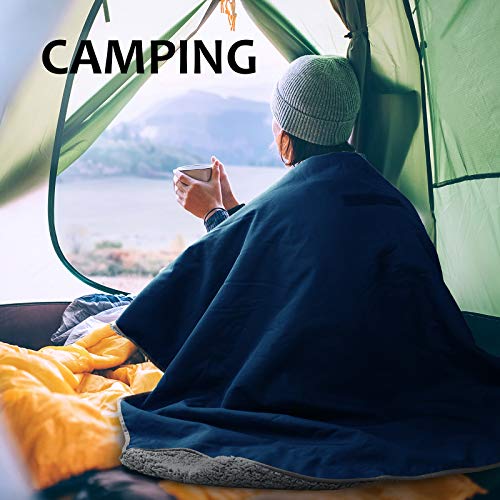 Image of Tirrinia Large Waterproof Outdoor Blanket, Soft Warm Windproof Stadium Blanket with Sherpa Fleece and Foldable for Outdoor Sport, Baseball, Football, Beach, Concerts, Car