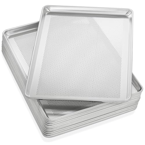 GRIDMANN 18" x 26" Commercial Grade Perforated Aluminum Baking Sheet Pan, Full Size Baking Tray - 12 Pans