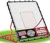 Baseball Rebounder Net, 5 Adjustable Angles 4x4.5FT Pitch Back Baseball Softball Volleyball Rebounder with 2 Strike Zones, UV Resistant, Pitchback Trainer for Ground, Line Drive & Fly Balls