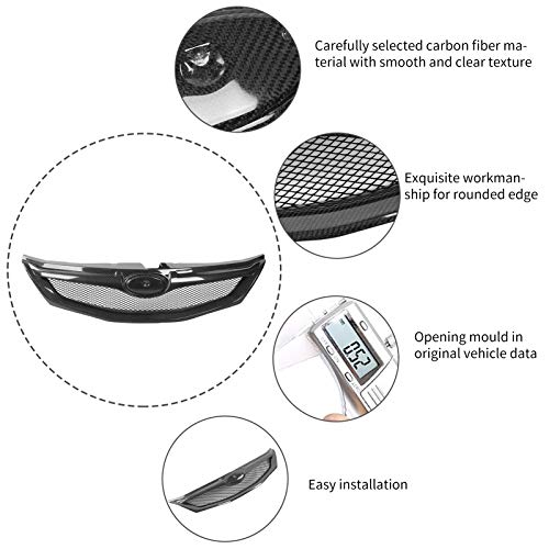Qiilu Front Upper Grille, Carbon Fiber Front Bumper Grill Mesh Glossy Black Front Grille Mesh Guard Fit For Subaru Impreza Wrx Sti 2008‑2010 #TOP5