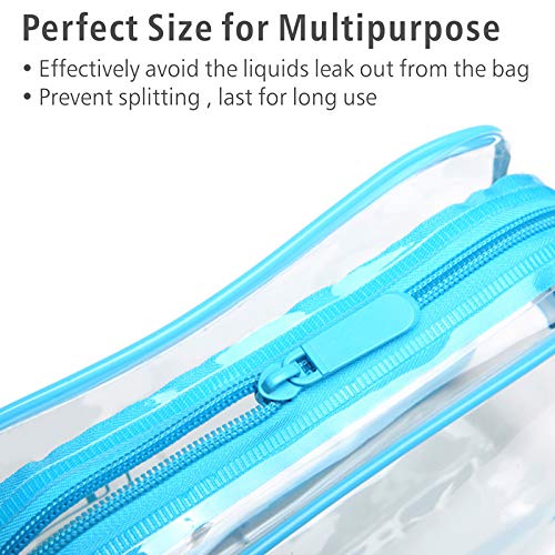 Image of Clear Makeup Bag, Packism Waterproof TSA Approved Toiletry Bag Quart Size Bag, Clear Makeup Bags with Zipper Travel Cosmetic Bag, Carry on Airport Airline Compliant Bag, 3 Pack, Blue