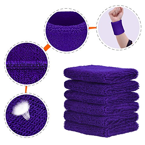Image of Willbond Wrist Sweatbands, Sports Sweatbands for Competition, Sweat Absorbent, for Basketball, Tennis, Football, Running and Work (Pack of 6)