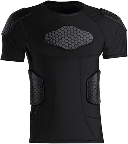 Topeter Camiseta protectora acolchada de compresión para hombre, protector de hombros en el pecho
