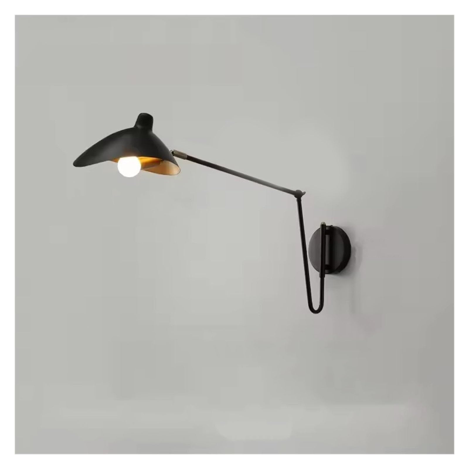 KUNYOS Black Swing Arm Wall Sconce Industrial Adjustable Metal Lamp LED Reading Light for Bedroom Bedside Living Room Study E14(Cool White(5500-7000K),Black)