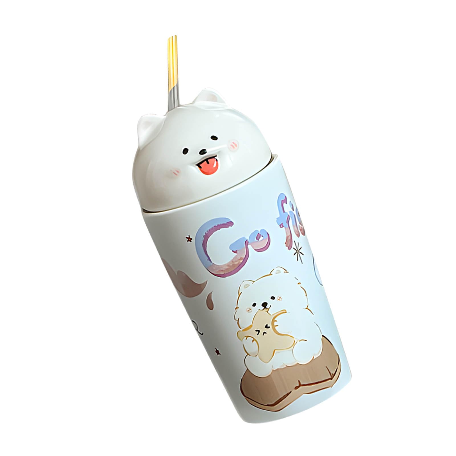 Buxuaaaa Premium Ceramic Tea Cup with Samoyed Dog Creation Dishwasher Warmth Immune for Daily Beverages Sweet Dog Coffee Cup