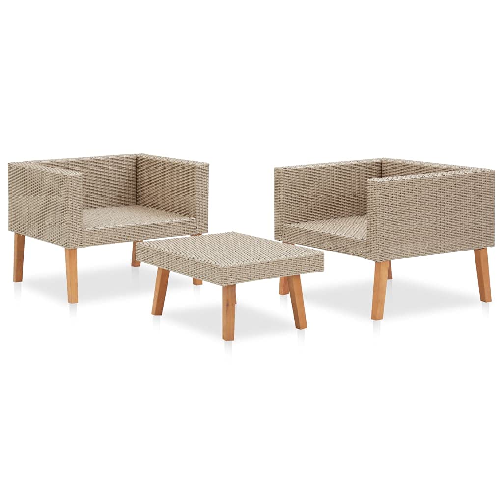 Juego de muebles de jardín de 3 piezas de ratán para exteriores, mesa de jardín, grupo de asientos para balcón interior y exterior, terraza, jardín, balcón, piscina