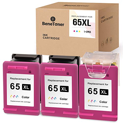 BENETONER Remanufactured Ink Cartridge Replacement for HP 65XL 65 XL N9K03AN Work with DeskJet 3752 3755 2655 3720 3722 3723 Envy 5055 5052 5058 (Print Head+Cartridges, 3 Tri-Color)