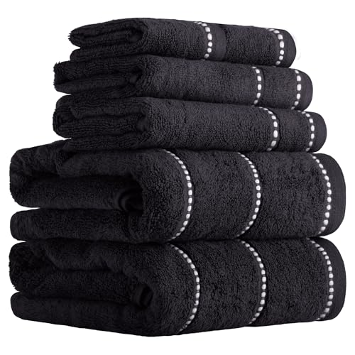 Lavish Home 6 Piece Bathroom Towels Set - 525GSM 100% Cotton Bathroom...