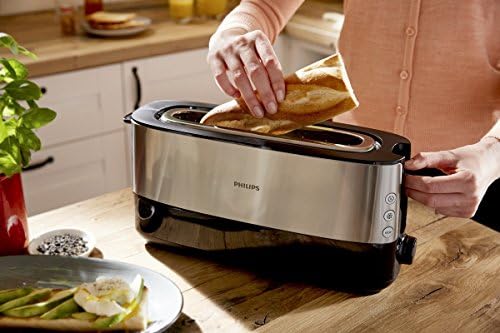 Philips Daily HD2692/90  Toaster 950 W, Extra Long Slot, 8 Functions, Black, Stainless Steel