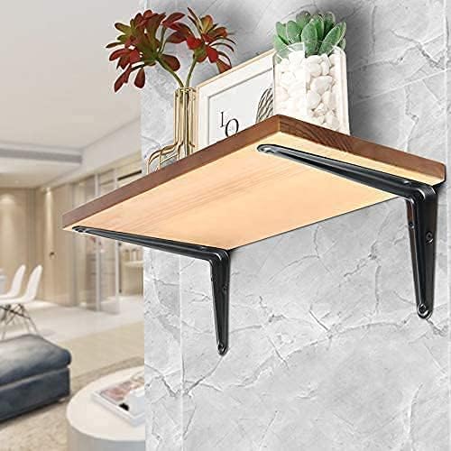 20 Pack Shelf Brackets 4 Inch,Heavy Duty Shelf Brackets, Floating Shelf Brackets 3 inch, Decorative Wall Brackets L Bracket, J Brackets Iron Wall Mount Brace for Shelves Farmhouse (8 x 6 inch)