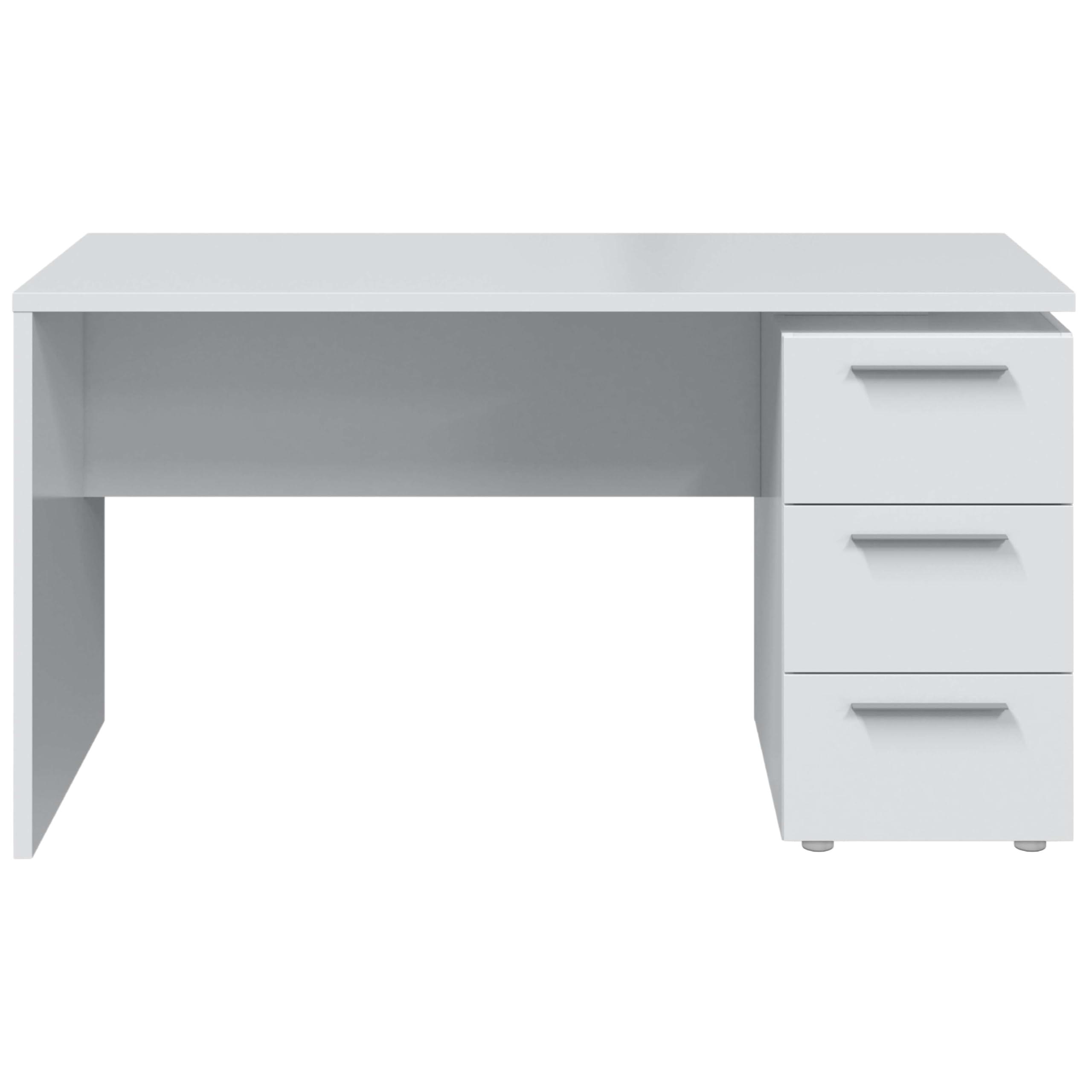 Habitdesign Mesa de Despacho 3 Cajones, Mesa Escritorio, Modelo Stylus, Acabado en Color Blanco Artik, Medidas: 138 (Ancho) x 60 cm (Fondo) x 74 (Alto)