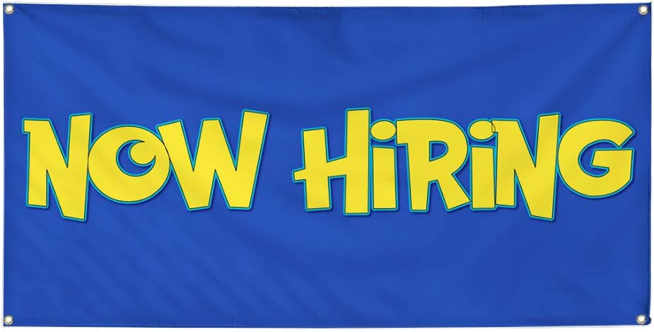 Custom Vinyl Banner Multiple Sizes Now Hiring #1 Outdoor Advertising Printing B1 Now Hiring Outdoor Weatherproof Industrial Yard Signs 4 Grommets Personalized Text Here 16x40Inches