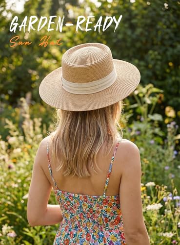 Sombrero de paja para mujer con ala ancha para verano miniatura 4