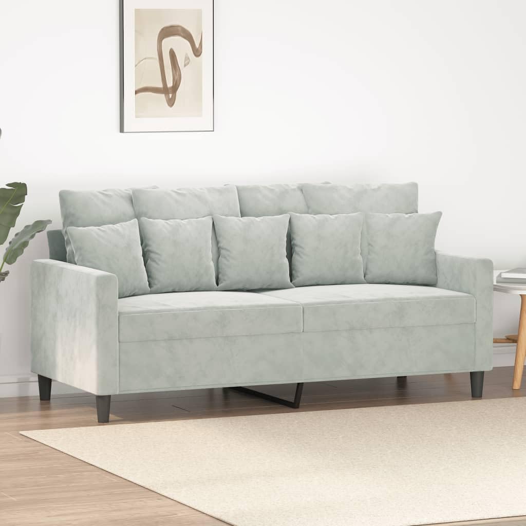 2-Seater Sofa Light Grey Velvet (100% Polyester) Living Room Furniture