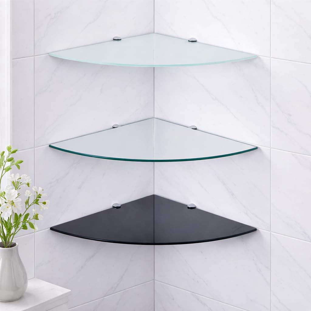 Mensola da parete in vetro di sicurezza 6 mm bianco satinato 35 x 35 cm