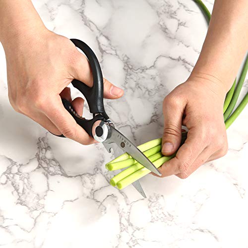 image for ROMALI All-Purpose Kitchen Shears, Black Kitchen Scissors Dishwasher S