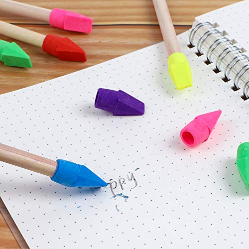 image for Habbi 300pcs Pencil Top Erasers, Cap Erasers, Assorted Colors Pencil E