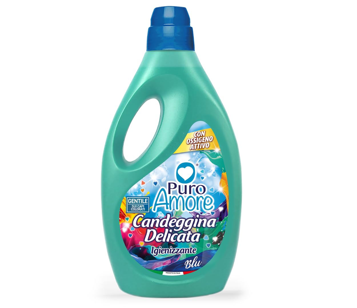 6x Puro Amore Candeggina Delicata Blu,Bleichmittel ideal für alle Stoffarten - Wirksam Gegen Flecken 2000ml + Beni Culinari Kostenloser Schlüsselanhänger