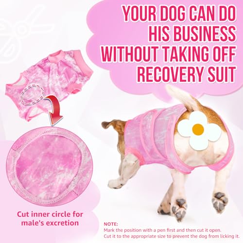 Image of SlowTon Dog Surgery Recovery Suit - Zipper On Dog Onesies After Surgery for Female Male Dogs, Abdominal Wounds Bandages Cone /E-Collar Alternative Dogs Surgical Body Suit (Pink-Tie Dye,L)
