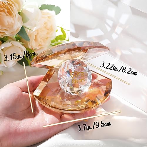 Movdyka Crystal Golden Shell 50th Wedding Anniversary Romantic Gifts for Parents 50 Years of Love Marriage Keepsake Presents Ideas for Couples Wedding Party Decor Ornament - Image 3