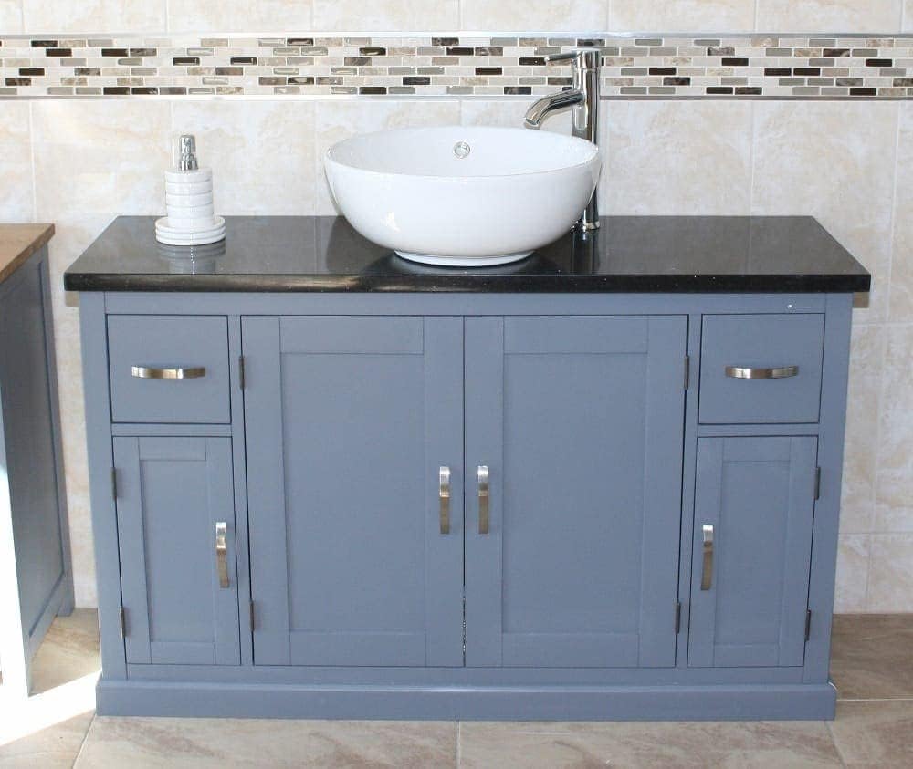 Wooden Bathroom Vanity with Sink and Drawers Grey Painted Bathroom