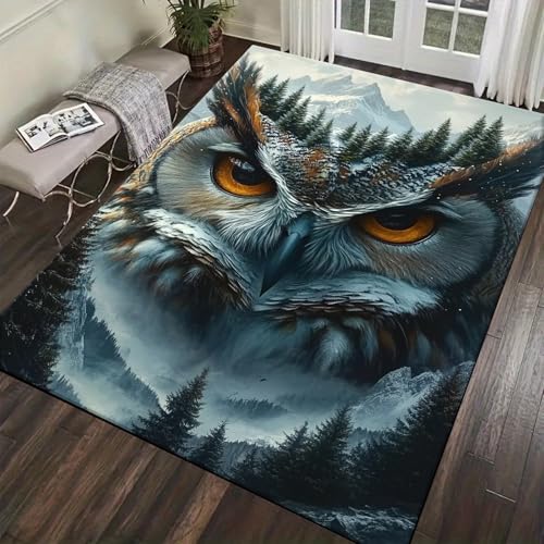 Tapis de sol hibou 3D pour une décoration de salon chaleureuse