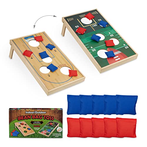 Relaxdays Cornhole Wurfspiel, 10 Bean Bags, Geschicklichkeitsspiel, HxBxT: 18 x 29 x 58 cm, Indoor & Outdoor, Mehrfarbig