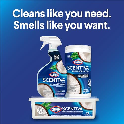 Image of CLOROX Scentiva Disinfecting Wipes, Coconut and Waterlily, 75 Count (Pack of 3)