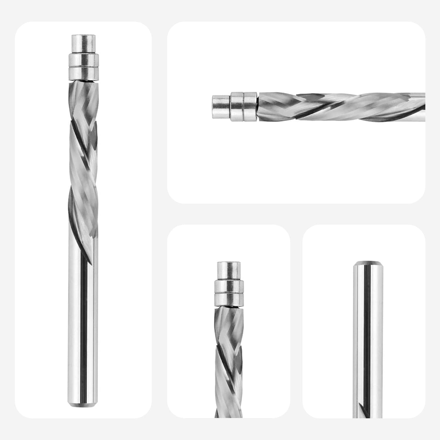 SpeTool 1/4 Inch Spiral Compression Flush Trim Router Bit, Solid Carbide Bottom Bearing Cutter with 28mm Cutting Length - Image 3