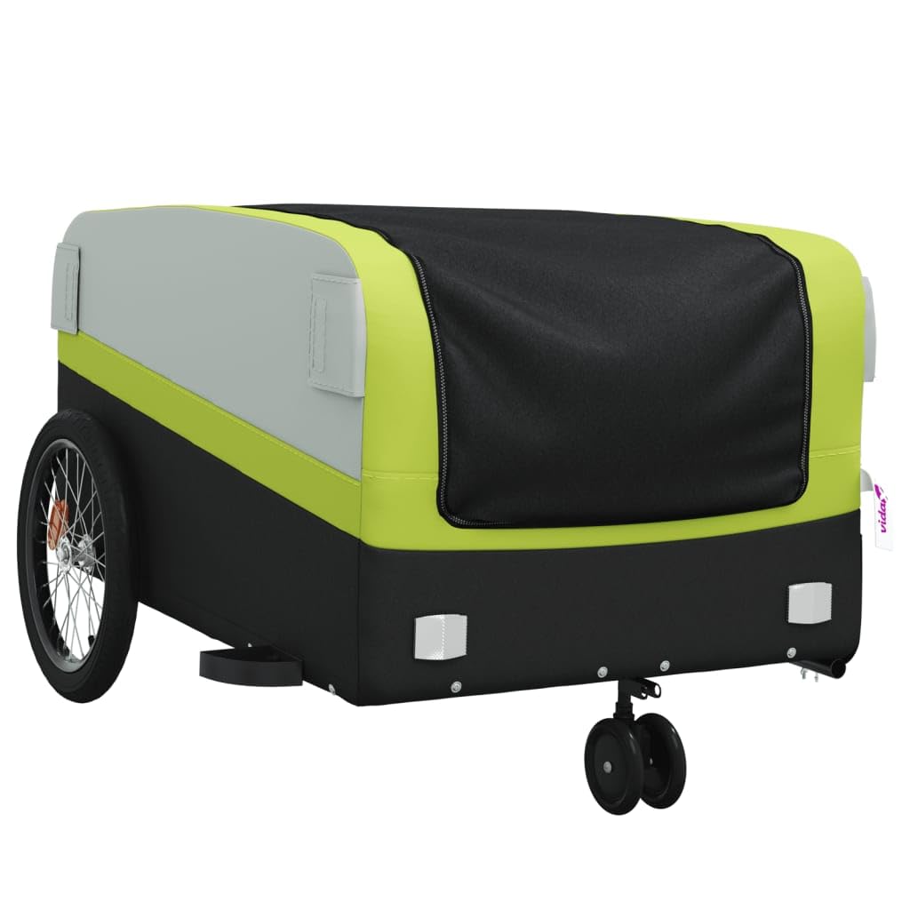 Przyczepa rowerowa czarna i czerwona z żelaza o nośności, x 52,5 x 42, dyszel, flaga bezpieczeństwa do transportu bagażu, bagażu, psa, dziecka, na kemping, na co dzień
